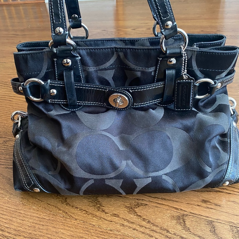 Beautiful Black Coach Bag with Signature C Pattern